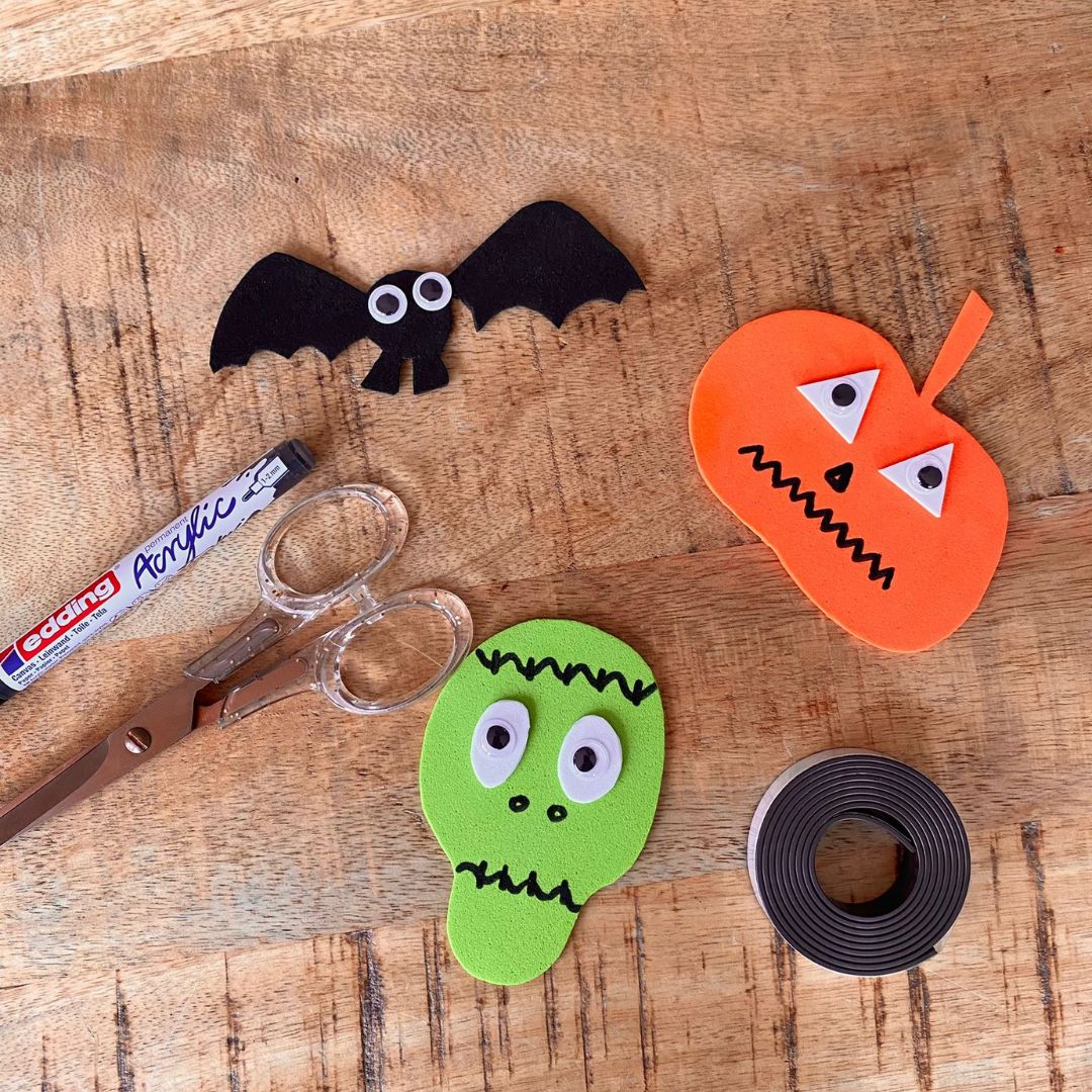 Halloween magneten gemaakt met de Kids DIY box.