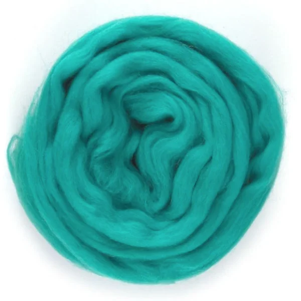 Bol blauwe turquoise zeegroene merino, biologisch geverfd.
