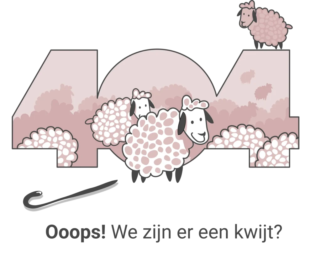 Afbeelding schapen op de 404 pagina "ooops, we zijn er een kwijt?"