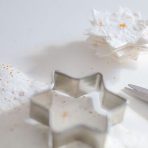 Gebruik koekstekers voor vormen van papier scheppen.