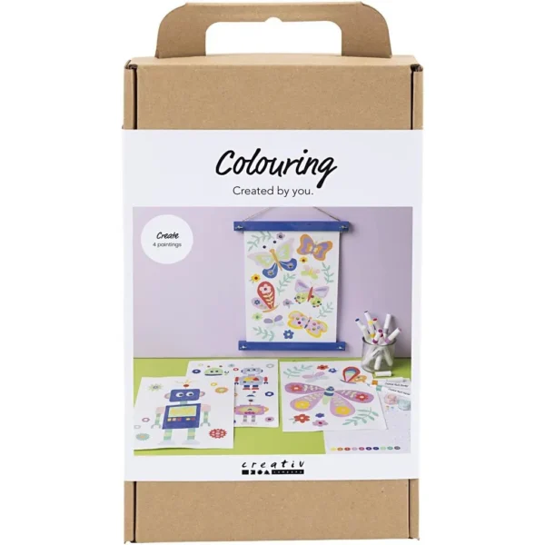 DIY voor kids. Kleuren voor kinderen, maak je eigen vlinder- en robot prints voor aan de muur.