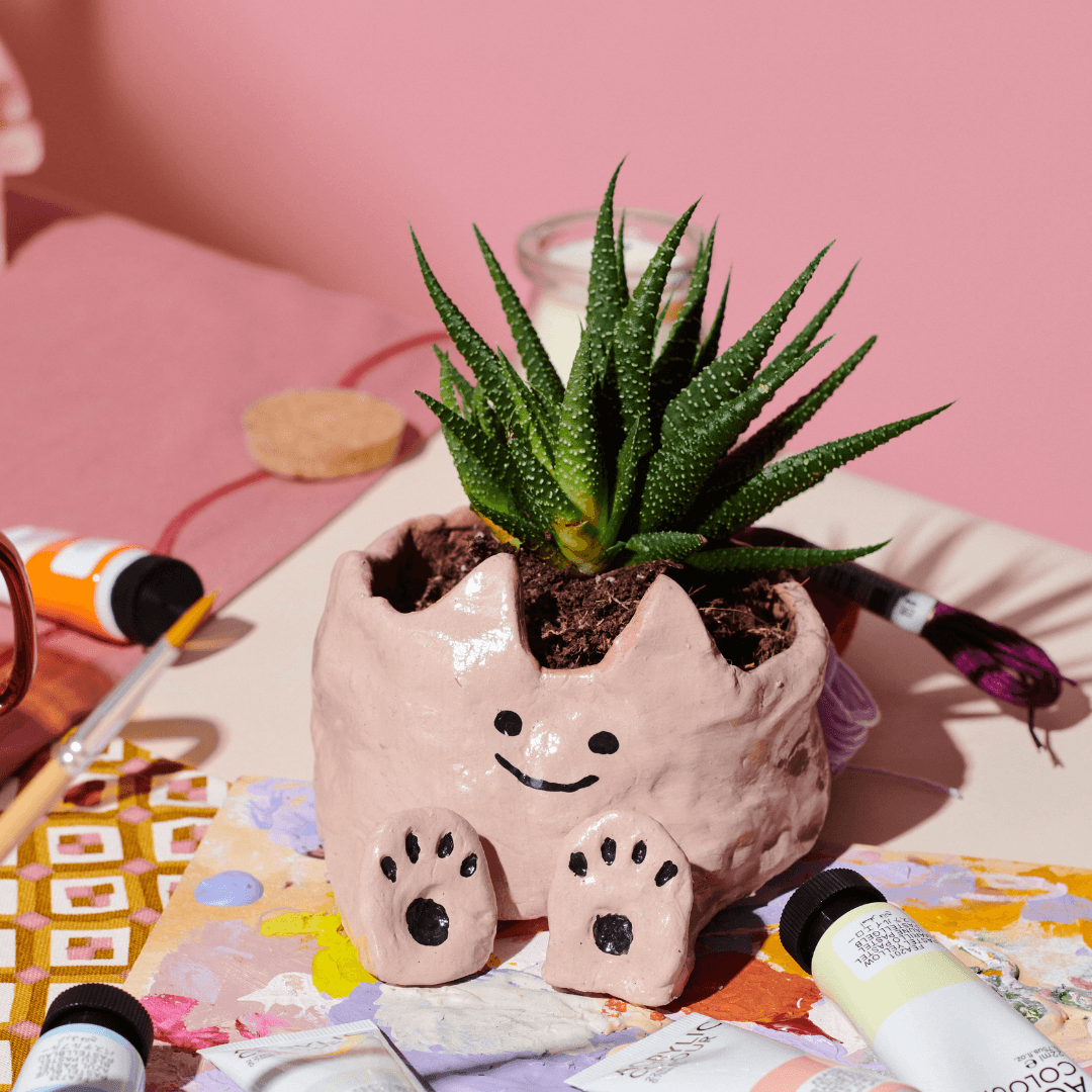 Resultaat van de DIY box een potje kleien van Daphne, de box van maart voor members van September18.