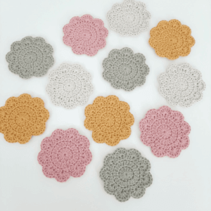 Onderzetters bloem | DIY pakket haken | Diverse kleuren.