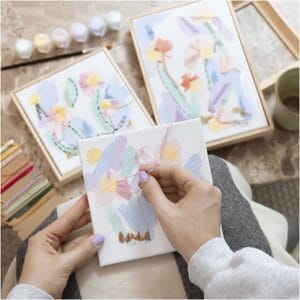 Aquarel en borduur schilderij DIY pakket.