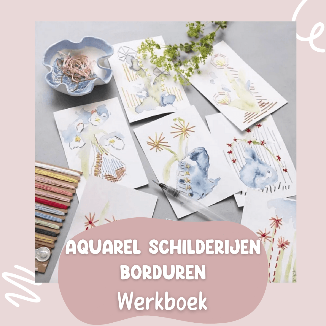 Aquarel schilderij borduren voorblad.