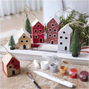 diy kerst huisjes schilderen 5 stuks sfeerbeeld