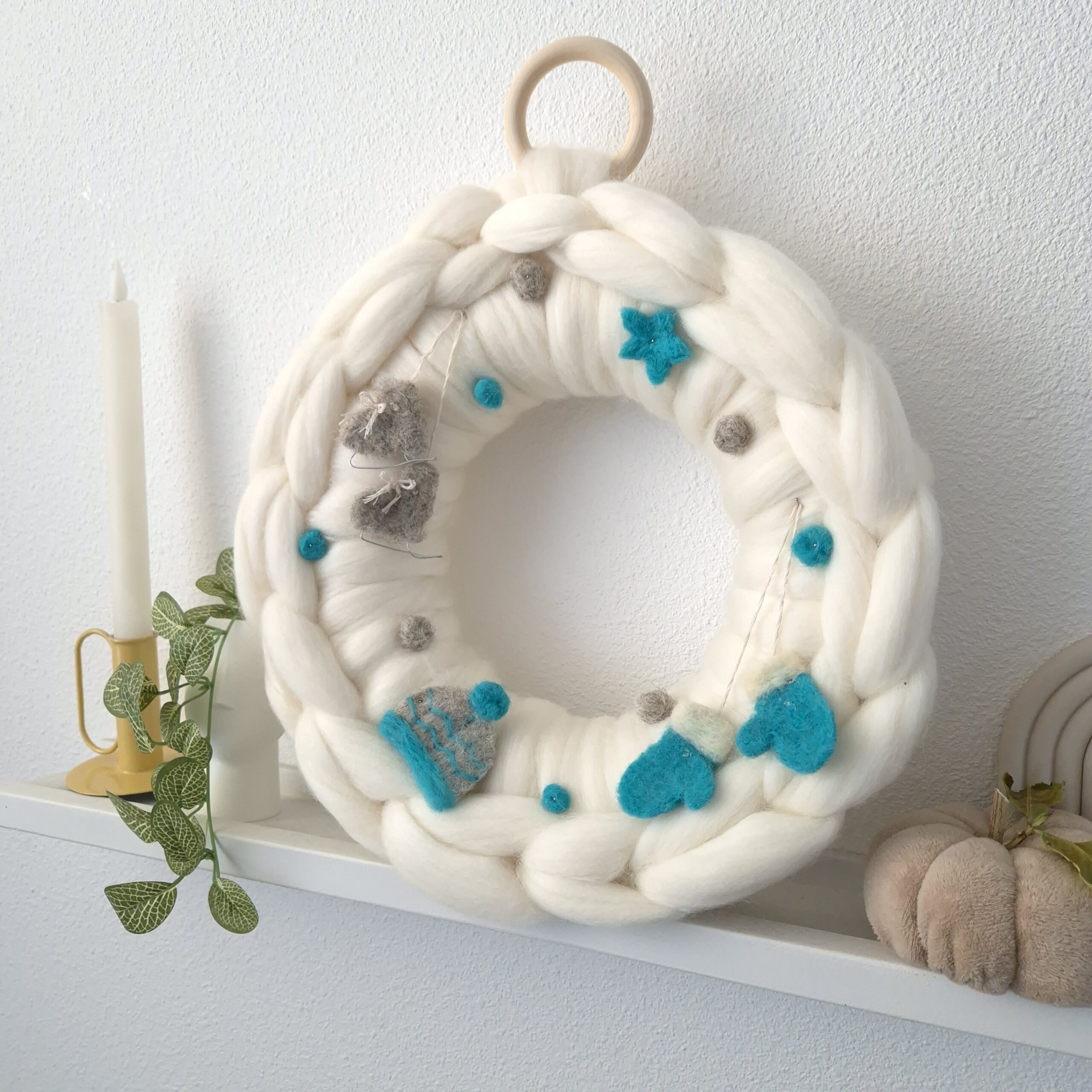 #09 Losse Box | Seizoenskrans van lontwol | Winter / Kerst