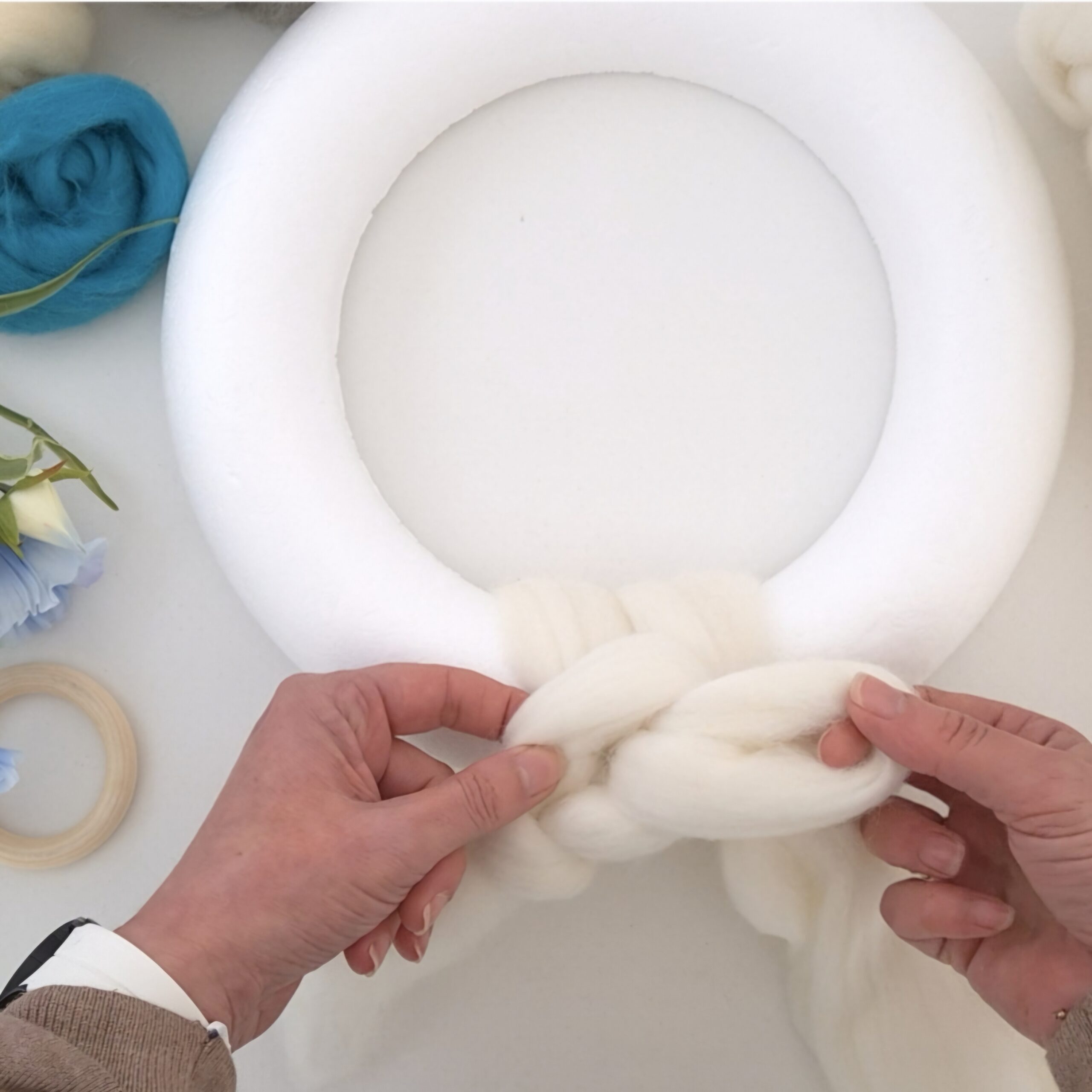 #09 Losse Box | Seizoenskrans van lontwol | Winter / Kerst - Afbeelding 3